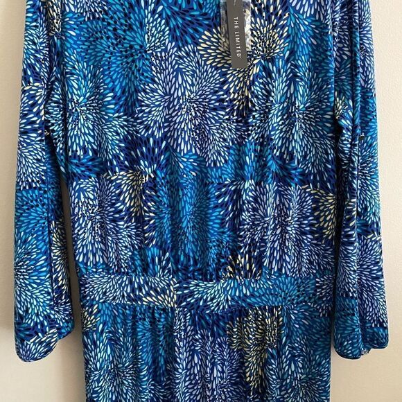 The Limited Blue Cold Shoulder Long Split Sleeve Wide Leg Jumpsuit Size M/NWT - Picture 3 of 10